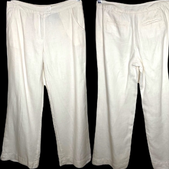 Grace Elements Pants - Grace Elements Women’s Linen Wide Leg Slacks Pants White Size 4 High Rise Lined